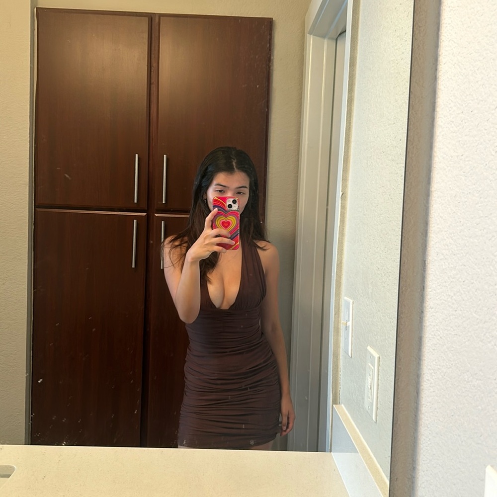 Brown Tiger Mist Mini Dress